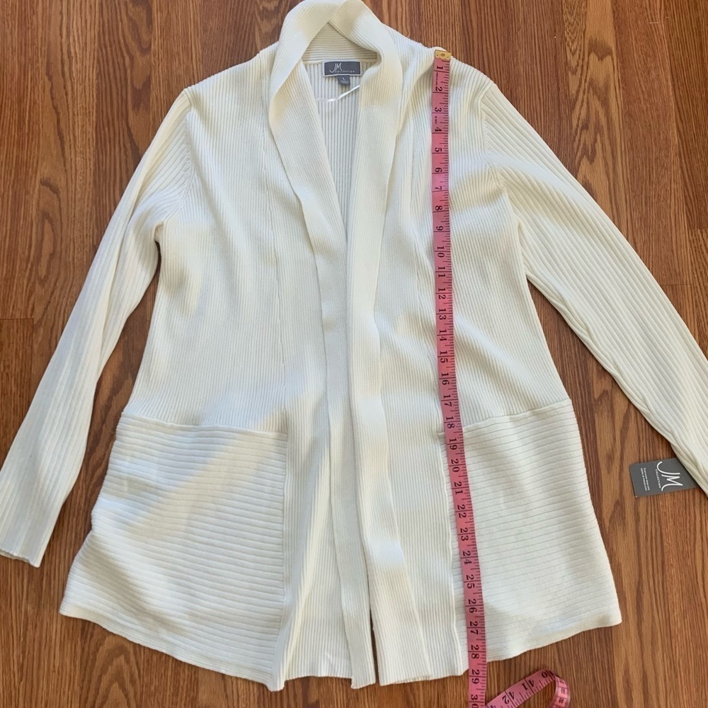 JM Collection Women's Open-Front Cardigan White Size LARGE - Picture 11 of 13